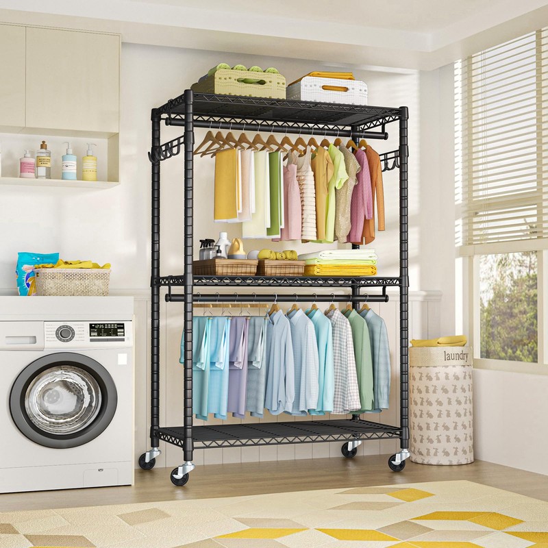 FUTASSI P1 Plus Rolling Clothes Rack, 22mm Diameter Heavy Duty