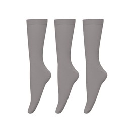 Bestjybt 3 Pairs Women's Opaque Stretchy Nylon Knee High Stockings Trouser Socks (US, Alpha, One Size, Regular, Regular, 3, Grey)