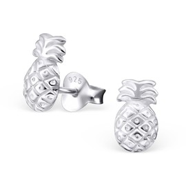 Laimons Women's Stud Earrings Pineapple Shiny Sterling Silver 925, Sterling Silver, No Gemstone
