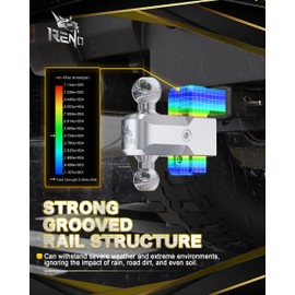 RENO Adjustable Trailer Hitch, Fits 2 inch Receiver Hitch 4" Rise/Drop Tow Hitch, Heavy Duty 2" & 2-5/16" Ball Hitches with 12,500 LBS GTW (1 Pack, Aluminum)