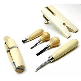 Jewelry Making Setting Tool Kit, 6 Pcs, Ring Clamp, Prong Pusher, Bezel Roller, Bezel Pusher, Curved Burnisher, Bench Pin