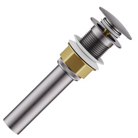 AULEEND Bathroom Sink Drain with Strainer Basket and Pop-Up Drain Stopper Set (Brushed Nickel, Without Overflow)