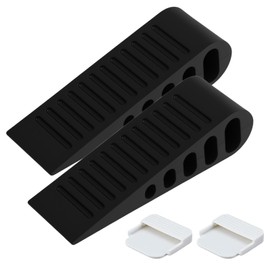 2 Pack Door Stoppers Heavy Duty, Rubber Door Stop Tall up to 1.1 Inch, Large Door Wedge Stopper for Bottom of Door, Suitable for Home Office School, Black