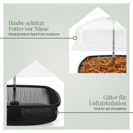 WILDLIFE HOME Mealworm Feeder - Bird Feeder with Rain Cover for Hanging, Feeding Station Bird Feeder for Year-Round Wild Birds Feeding