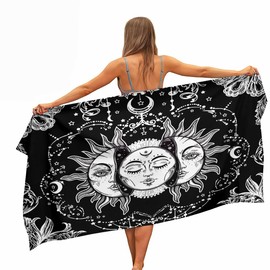 Ulticool - Sun Moon Zodiac Tarot Bohemian - Microfibre Towel - Travel Towel Quick-Drying Bath Towel - 160 x 80 cm - for Travel Fitness Gym Sports - Microfibre Beach Towel
