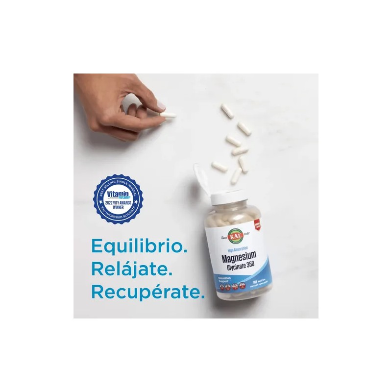 Kal Glicinato De Magnesio 350 Mg 160 Cápsulas Alta Absorcion