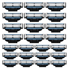 Razor Blade Refills for Men - 24PCS Compatible with Mach3 Razors, Dual Lubrication Blades for Extra Close & Comfortable Shave