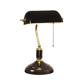 Yeefamons Traditional Bankers Lamp, Black lamp Shade,with Pull Chain Switch Plug in Fixture,Vintage Office Table Light, Antique Style Desk Lamps for Office, Library…