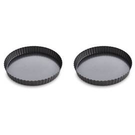 Mrs. Anderson's Baking Quiche Pan, Removable Base, Non-Stick Carbon Steel, PFOA Free, 9.5-Inch, Set of 2