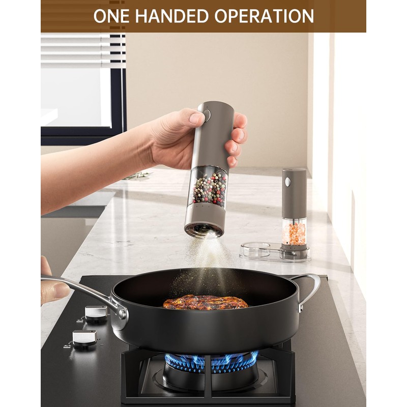 CIRCLE JOY Electric Salt and Pepper Grinder Set Rechargeable Salt