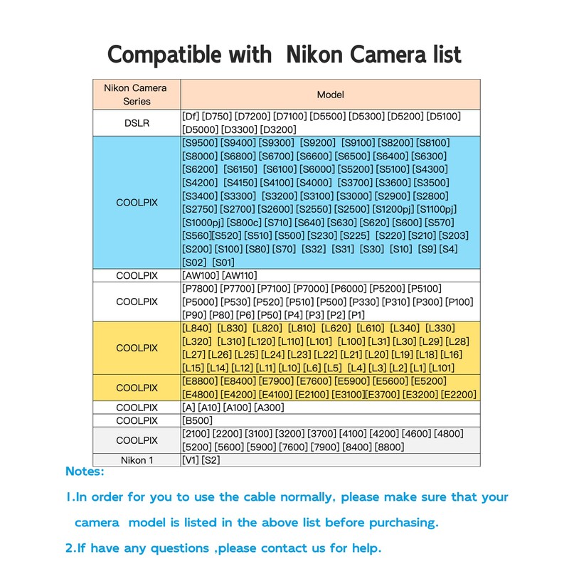 3.3Ft USB Cable for Nikon Coolpix Charger UC-E6 UC-E16 UC-E23