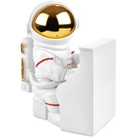 BRUBAKER Decorative Astronaut Piano Player Figure - 16 cm Spaceman Space Figure with Piano and Chrome-plated Helmet - Hand-Painted Modern Space Statue for Musicians - White and Gold