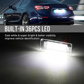 OPP ULITE LED License Plate Light for 2014-2020 Maserati Ghibli M157, 36-LED Cool White 6000K Plug & Play Lights, 2PC Pack