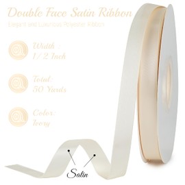 MAYREEL 1/2 Inch Ivory Double Faced Satin Ribbon Thin Ribbon for Gift Wrapping Floral Bouquets Invitations Bows Crafts Party Wedding Decoration Sewing 50 Yards