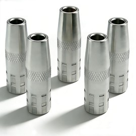 5-Pack KP2742-1-50F MIG Welding Nozzle, 1/2" Thread-On Flush Gas Nozzle, Replacement for Lincoln Magnum PRO 250A 350A 250L 300L Welding Gun