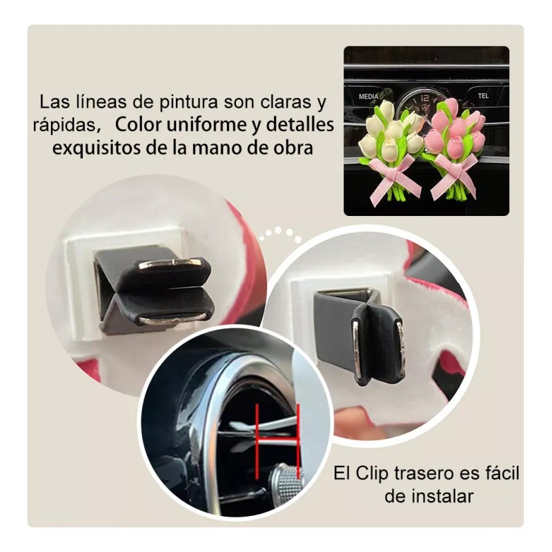 Dolores Kit Ambientador Auto Aire Flores Aromaterapia Difusor Coche