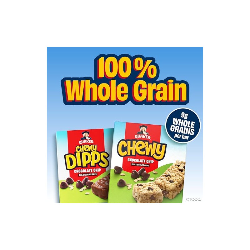 Quaker Chewy Dipps Granola Bars Chocolate Chip, 1.09 oz, 14