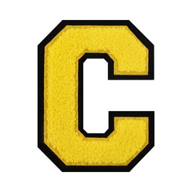 4.5" Iron on Letter Patches Yellow Chenille Letter Patches Varsity Letter Patches Large Letterman Jacket Patches for Clothing (Yellow-C)
