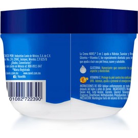 Nuvel Crema 3 en 1 Humectación Total para Cara, Cuerpo y Manos 230g Con Vitamina E, Glicerina y Aceite de Arándano Hidratación Multiproposito Para Todo Tipo de Piel