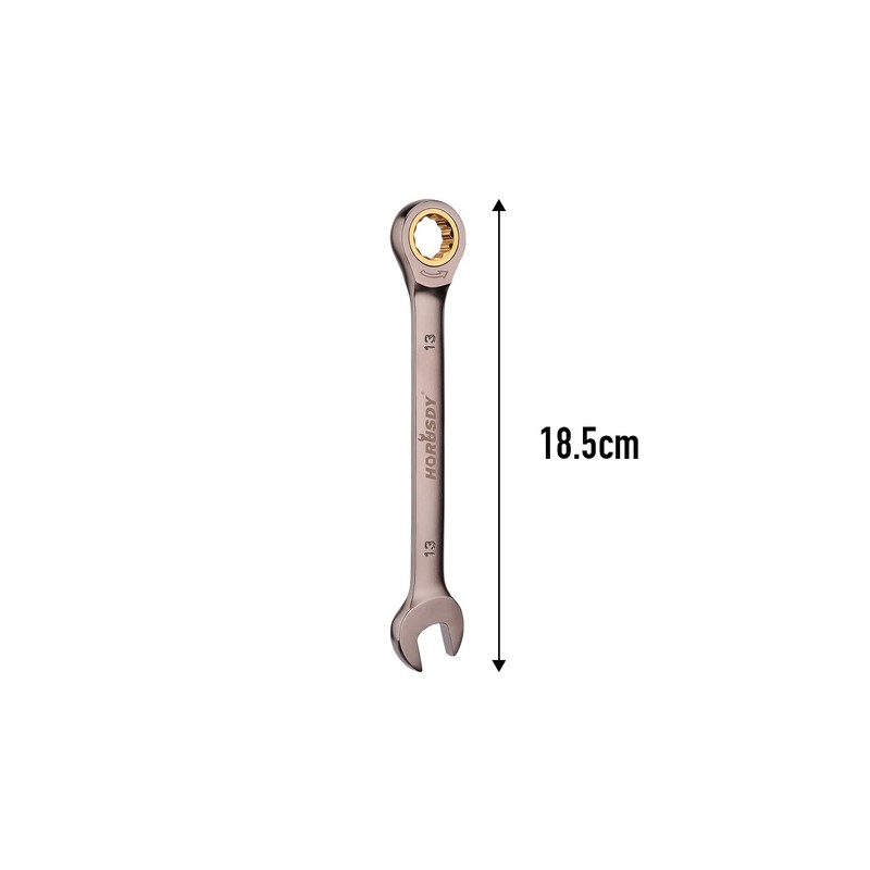 HORUSDY Ratchet Spanner, 13MM Metric Wrench Ratcheting Combination Wrenches 72-Teeth,