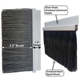 JaCor Heavy-Duty 4 in. Nylon Brush Seal Weatherproofing, 4.0 in. Brush Seal x 1.2 in. Straight Holder x 8 ft Long