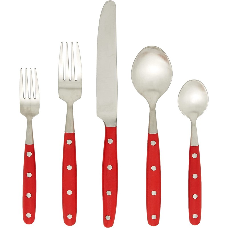 Ginkgo International Lyon Flatware Set, 10x2x5, Red