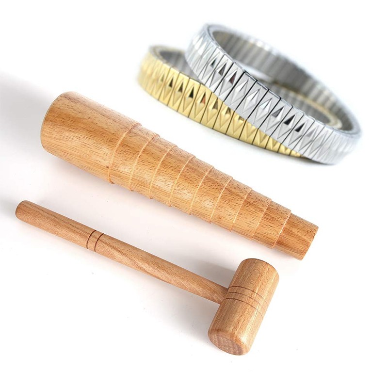 Mandrel Sizer Hammer Set, 2pcs Wooden Mandrel Sizer Jewelry Making
