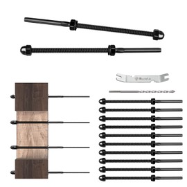 Muzata 10 Pack 1/8" Black Cable Railing Hardware Kit Hand Swage Threaded Stud Tensioner for 4x4 2x2 Wood Metal Post T316 Stainless Steel Deck Cable Railing System CR39