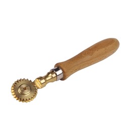 Pasta Wheel, Pastry Wheel for Fresh Puff Pastry, Dough Cutter for Tortellini, Ravioli Wheel, Diameter 30 mm, Made of Brass with Wooden Handle