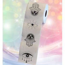 Printed TP Hamsa Eye Printed Toilet Paper Gag Gift – Funny Toilet Paper Roll For Prank, Surprise, Bathroom Decor, Novelty Gift For Men, Women, Friends, Family, Birthday Party – 500 Sheets
