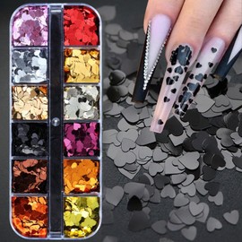 Archtypes Gold BROWN (BYN-05) Heart Holo Hologram Nail Parts, 12 Colors, Mixed Sizes