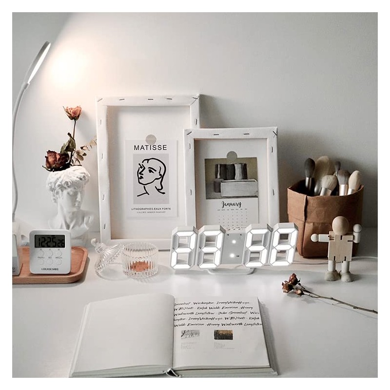 LED Digital Wall Clock Alarm USB Date Temperature Table Desktop