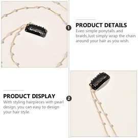FRCOLOR Hair Chain Clips Wedding Hair Chain Clips Pearl Hair Chain Tassels Pearl Chains Hair Styling Accessories