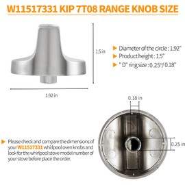 atgestore W11517331 KIP 7T08 Stainless Steel Stove Knobs Replacement for Whirlpool Stove Parts Range Knobs WEE745H0FS2 WEC310S0LS0 Whirlpool Electric Cooktop Burner Control Knobs 4 Pcs