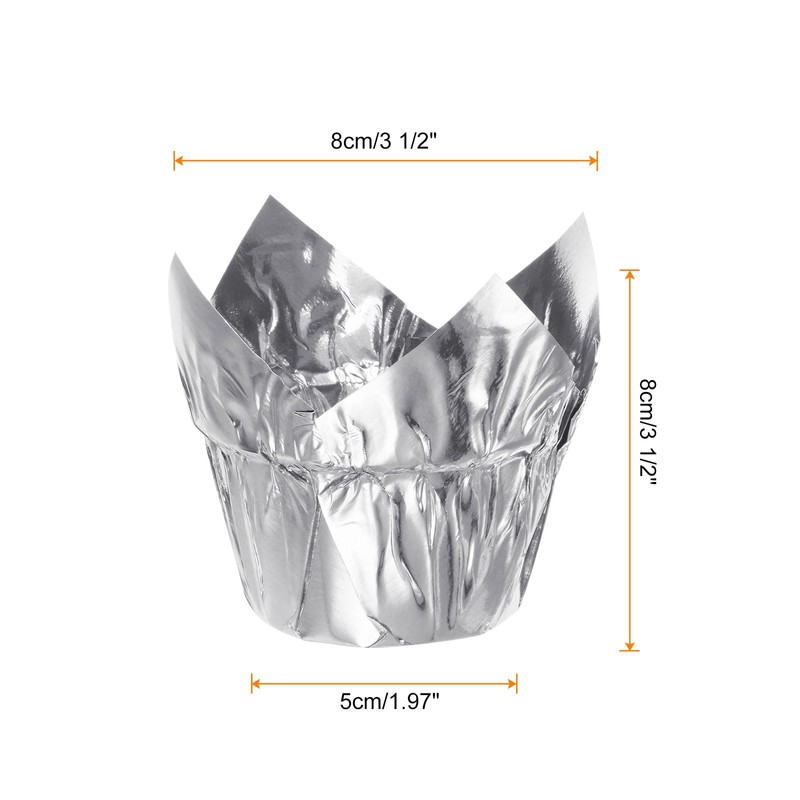 sourcing map 50Pcs Tulip Cupcake Liners Standard Aluminum Foil Baking
