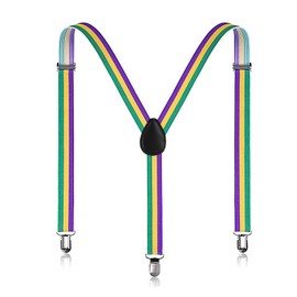 HAICN Mardi Gras Suspenders Adjustable Elastic Y Back Style Suspender Mardi Gras Party Costume Mardi Gras Decoration Party Supplies for Men