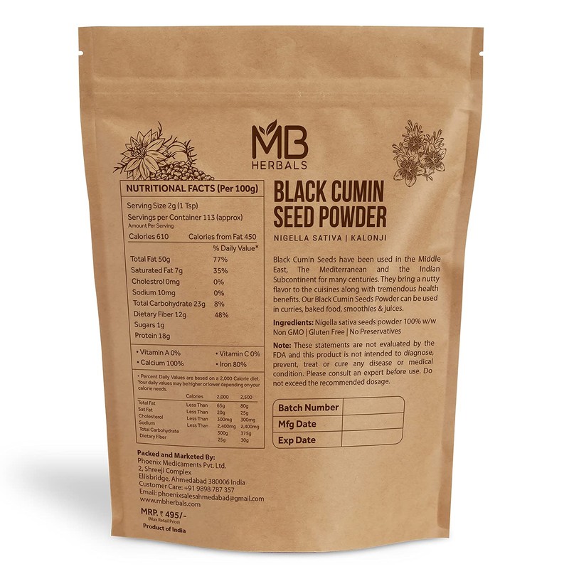 MB Herbals Black Cumin Seed Powder 1 LB (454 Gram