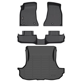 GINOWY-Floor Mats & Cargo Liner for Dodge Challenger RWD 2015-2023, TPE All Weather Challenger Car Floor Mats, Non-Slip Trunk Mat Waterproof Challenger Automotive Floor Liners Accessories Black
