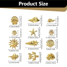 WUSJCOF Nail Charms Gold, Nail Art Charms, 3D Gold Starfish Shell Nail Art Decoration, 3D Acrylic Ocean Nail Gems for Women Acrylic Nail Ocean