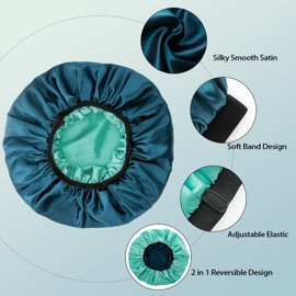 GBS Double Layer Silky Satin Bonnet for Women Hair Care with Soft Adjustable Wide Headband - Jumbo Reversible Satin Sleep Cap