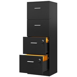 DWVO File Cabinets for Home Office 4 Drawer Filing Cabinet Office Vertical Files Storage File Drawers for A4 & Letter-Sized Documents,Black