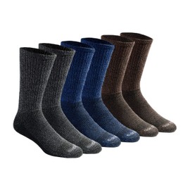 Dickies Men's Dri-Tech Essential Moisture Control Crew Socks, Available in M-XXL (6, 12, Grey/Blue/Brown (6 Pairs), Medium