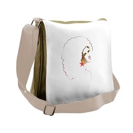 Lunarable Afro Messenger Bag, Retro Disco Girl Curly Hair, Unisex Cross-body