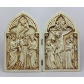 Pacific Giftware 8 Inch Crucifixion Diptych Hand Painted Resin Table Top Statue