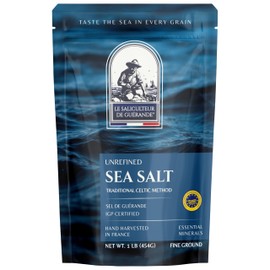 Le Saliculteur Fine Sea Salt -Traditional Hand Harvest- French Organic Mineral Salt 16oz- Unrefined Grey Sea Salt- PGI-Certified Sel Fin Gris 1lb