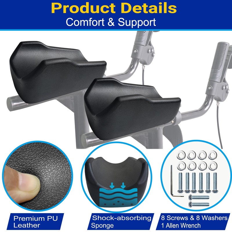 Alliseniors 2 Pack Walker Armrest Pad, Universal Repacement Rollator Armrest