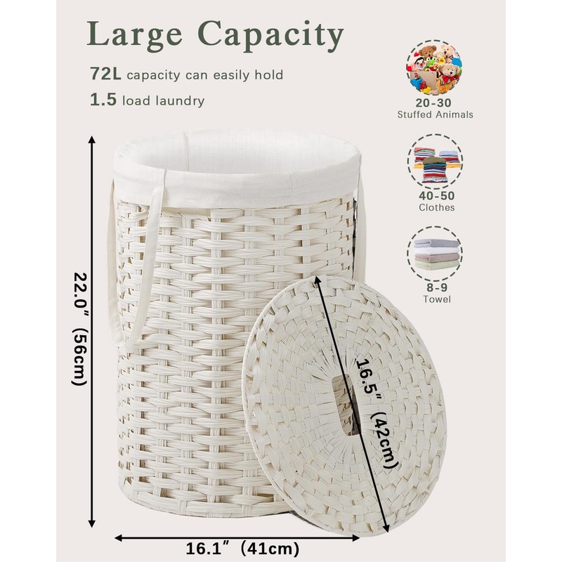 SETVSON Laundry Hamper with Lid Laundry Basket with Lid 19.0