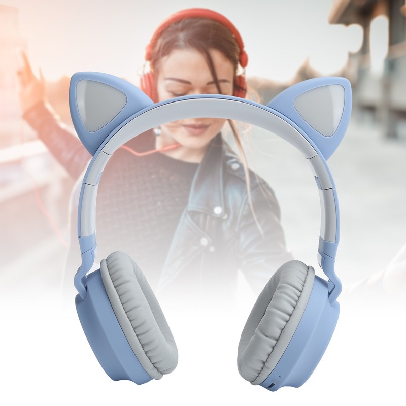 Cat Ear Headphone 3D LED Light Wireless Bluetooth 5.0 Foldable
