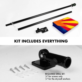 UD_G128 Combo Pack: 6 Feet Tangle Free Spinning Flagpole (Black) Arizona AZ State Flag 3x5 ft Printed 150D Brass Grommets (Flag