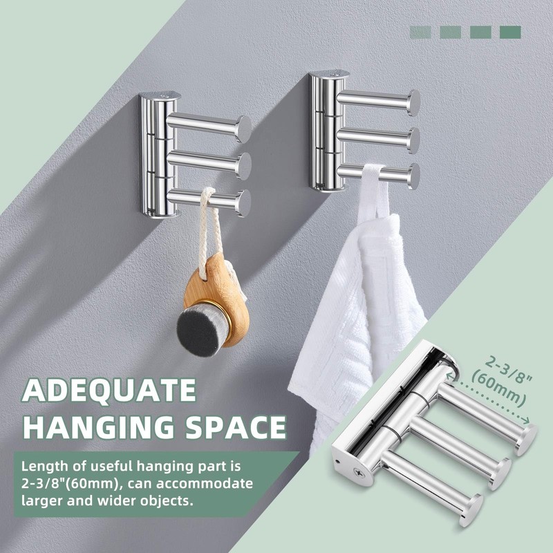 Suyar Towel Hooks for Bathroom, SUS 304 Stainless Steel Robe